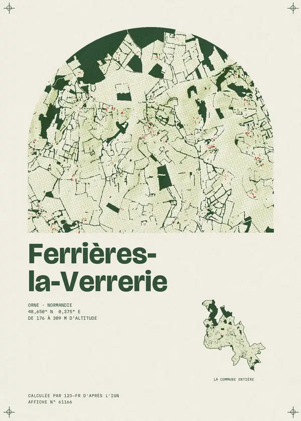 Affiche de Ferrières-la-Verrerie, calculée par 123-fr d'après l'IGN