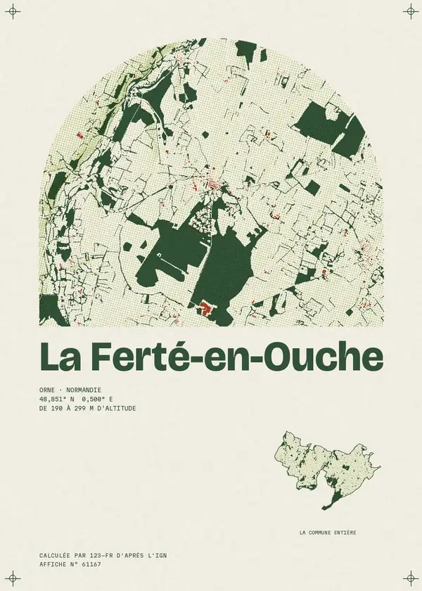 Affiche de La Ferté-en-Ouche, calculée par 123-fr d'après l'IGN