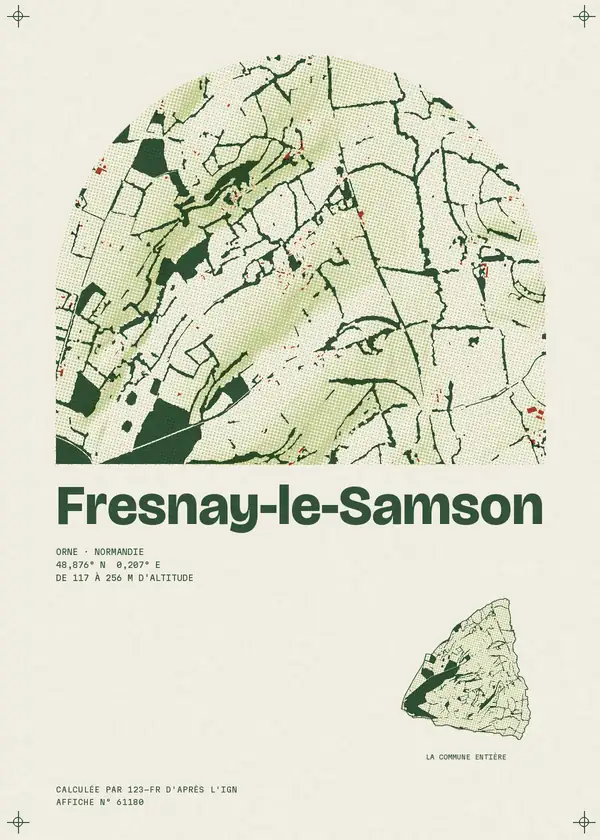 Affiche de Fresnay-le-Samson, calculée par 123-fr d'après l'IGN