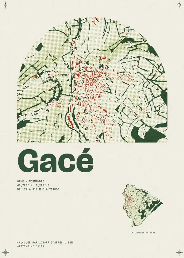 Affiche de Gacé, calculée par 123-fr d'après l'IGN
