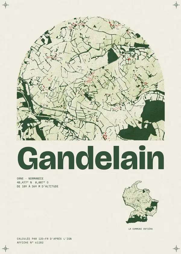 Affiche de Gandelain, calculée par 123-fr d'après l'IGN