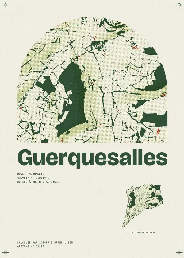Affiche de Guerquesalles, calculée par 123-fr d'après l'IGN