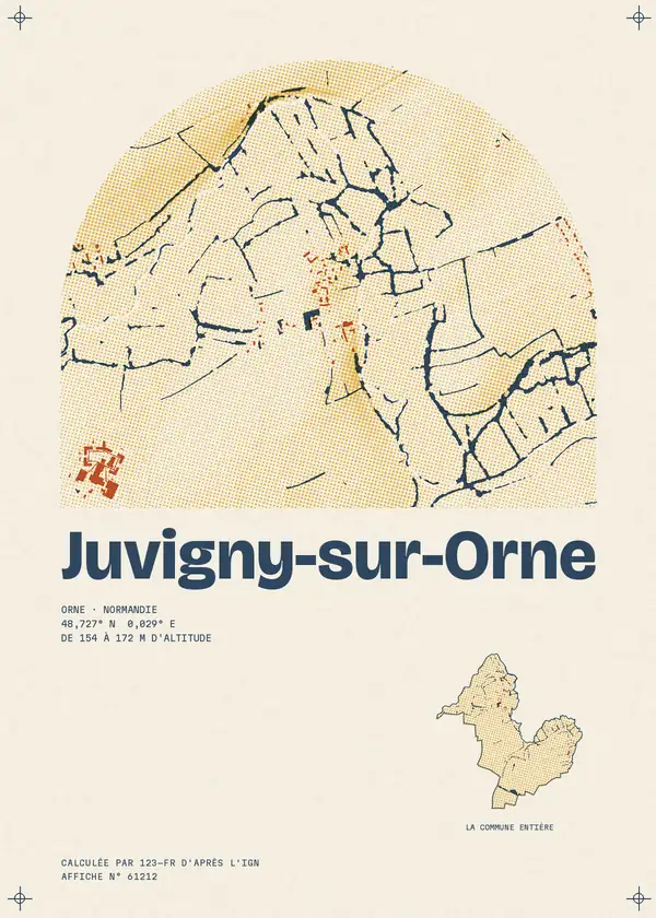 Affiche de Juvigny-sur-Orne, calculée par 123-fr d'après l'IGN