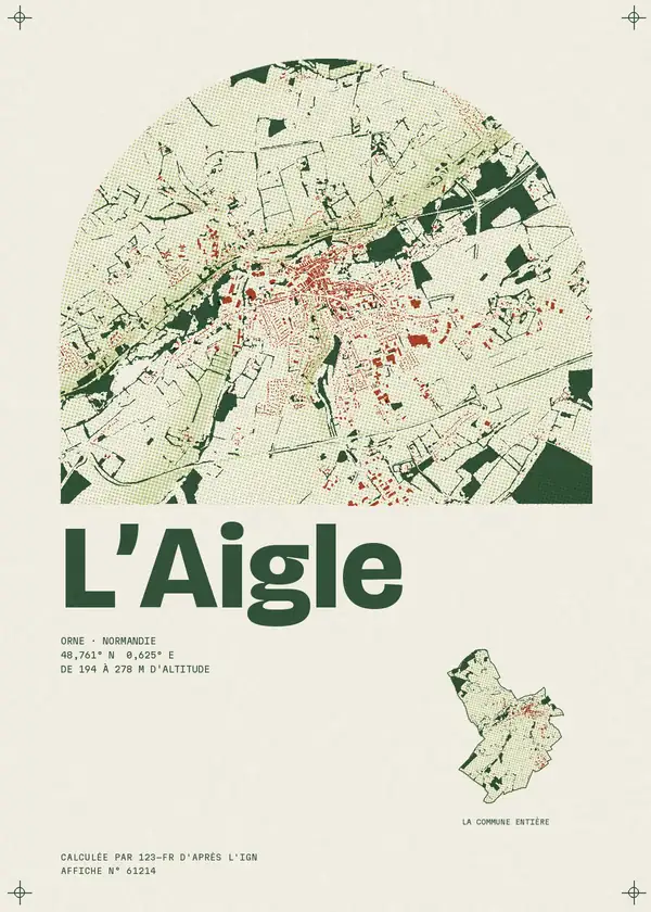 Affiche de L'Aigle, calculée par 123-fr d'après l'IGN