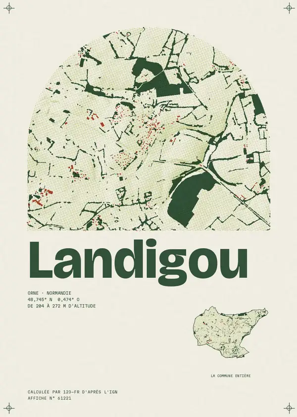 Affiche de Landigou, calculée par 123-fr d'après l'IGN