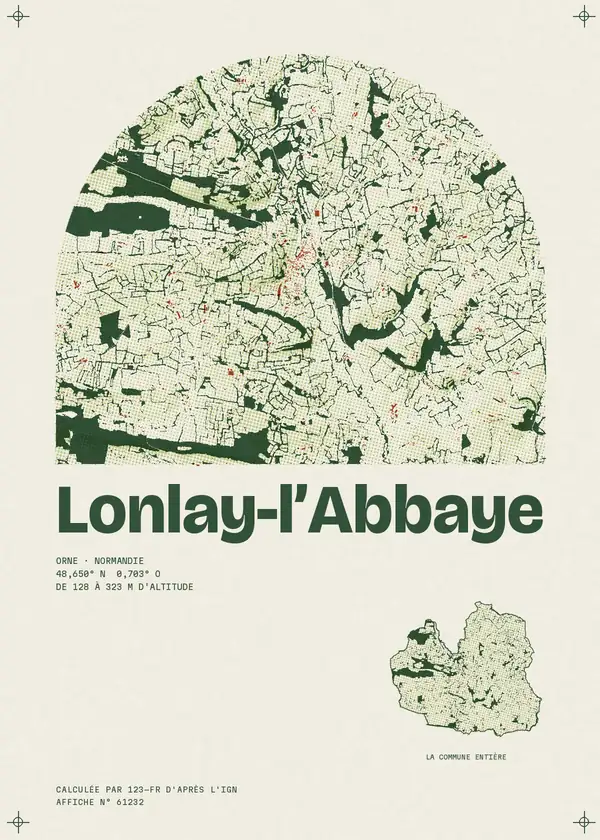 Affiche de Lonlay-l'Abbaye, calculée par 123-fr d'après l'IGN