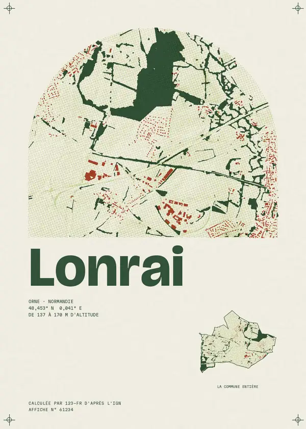 Affiche de Lonrai, calculée par 123-fr d'après l'IGN