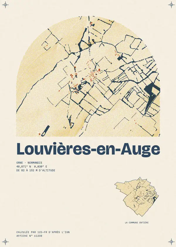 Affiche de Louvières-en-Auge, calculée par 123-fr d'après l'IGN
