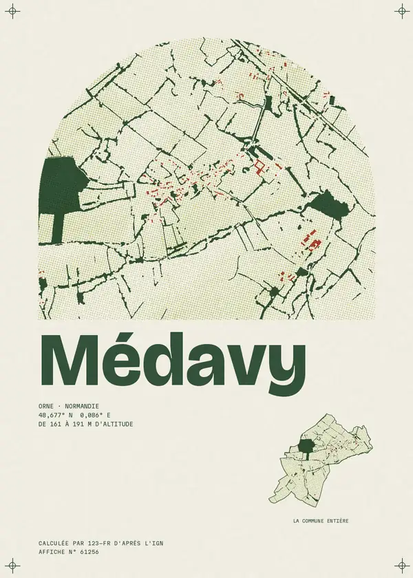 Affiche de Médavy, calculée par 123-fr d'après l'IGN