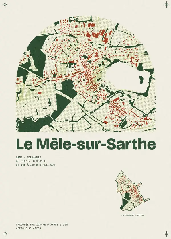 Affiche de Le Mêle-sur-Sarthe, calculée par 123-fr d'après l'IGN