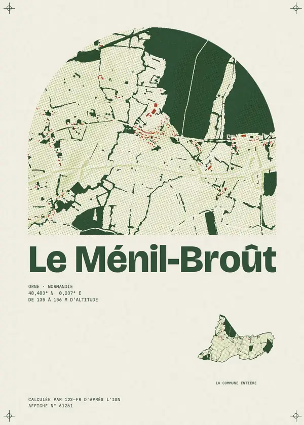 Affiche de Le Ménil-Broût, calculée par 123-fr d'après l'IGN