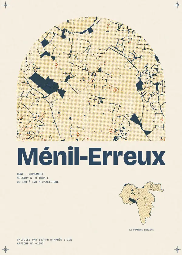 Affiche de Ménil-Erreux, calculée par 123-fr d'après l'IGN