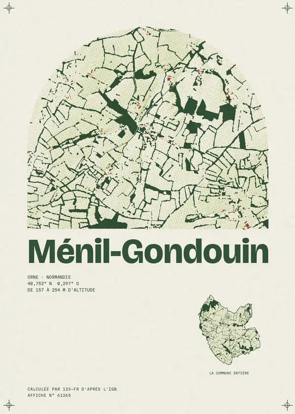 Affiche de Ménil-Gondouin, calculée par 123-fr d'après l'IGN
