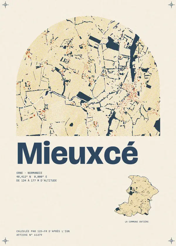 Affiche de Mieuxcé, calculée par 123-fr d'après l'IGN