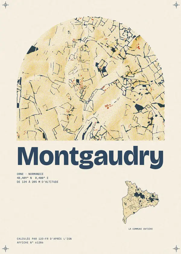 Affiche de Montgaudry, calculée par 123-fr d'après l'IGN
