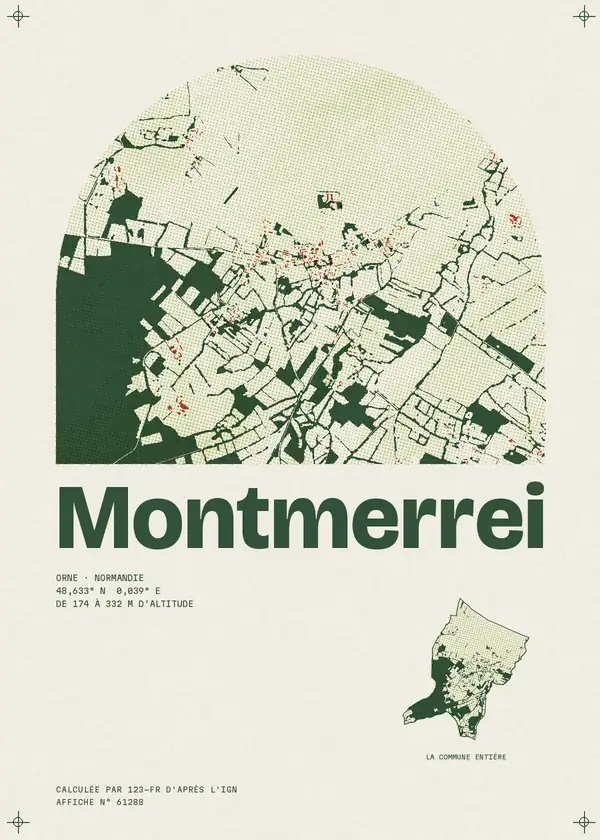 Affiche de Montmerrei, calculée par 123-fr d'après l'IGN