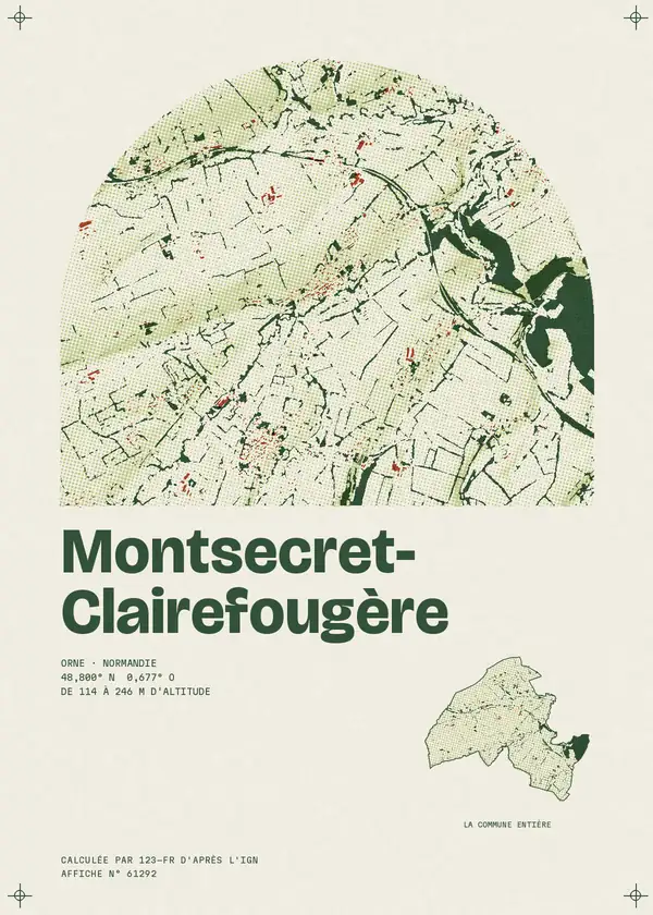 Affiche de Montsecret-Clairefougère, calculée par 123-fr d'après l'IGN