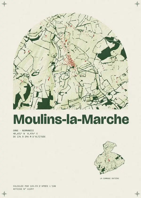 Affiche de Moulins-la-Marche, calculée par 123-fr d'après l'IGN