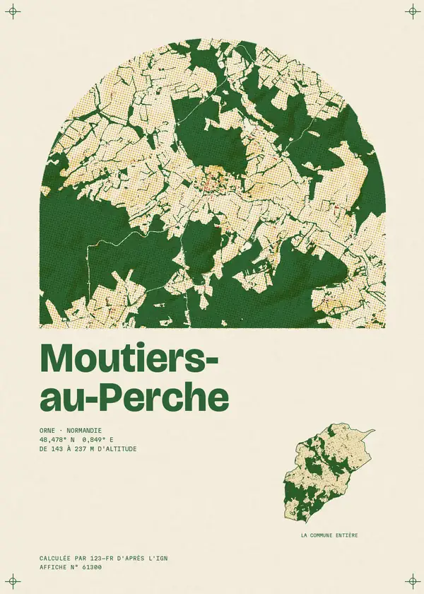 Affiche de Moutiers-au-Perche, calculée par 123-fr d'après l'IGN