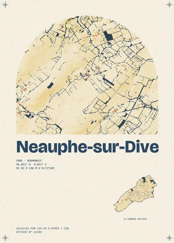 Affiche de Neauphe-sur-Dive, calculée par 123-fr d'après l'IGN