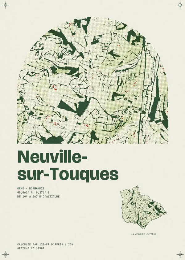 Affiche de Neuville-sur-Touques, calculée par 123-fr d'après l'IGN
