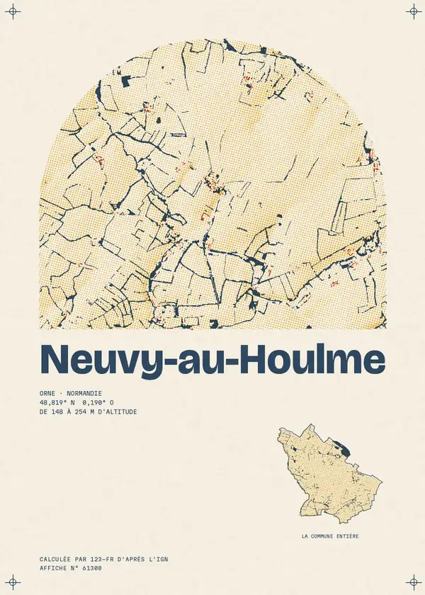 Affiche de Neuvy-au-Houlme, calculée par 123-fr d'après l'IGN