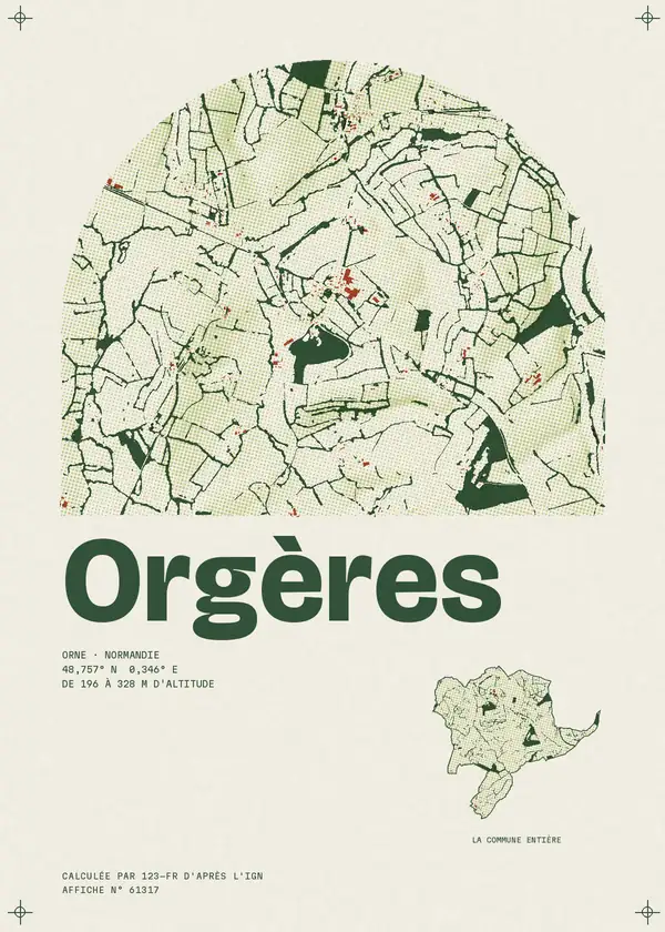 Affiche de Orgères, calculée par 123-fr d'après l'IGN