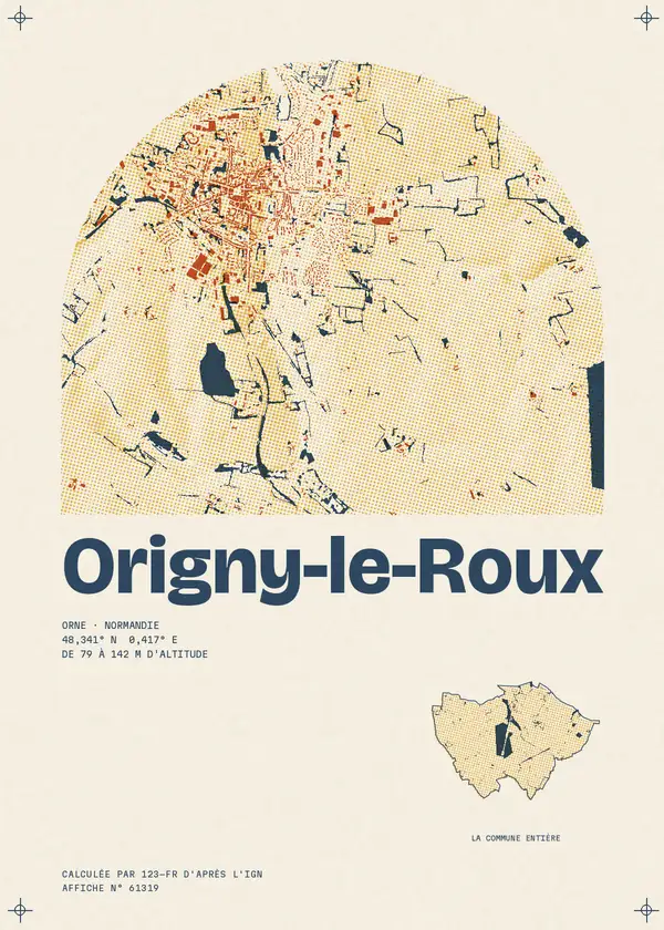 Affiche de Origny-le-Roux, calculée par 123-fr d'après l'IGN