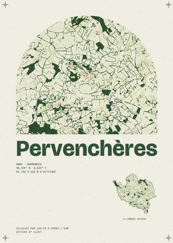 Affiche de Pervenchères, calculée par 123-fr d'après l'IGN