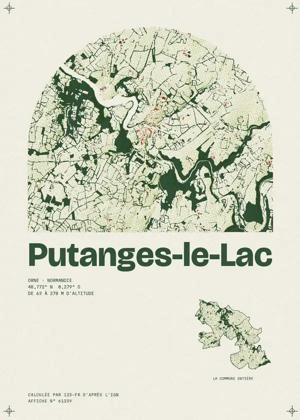 Affiche de Putanges-le-Lac, calculée par 123-fr d'après l'IGN