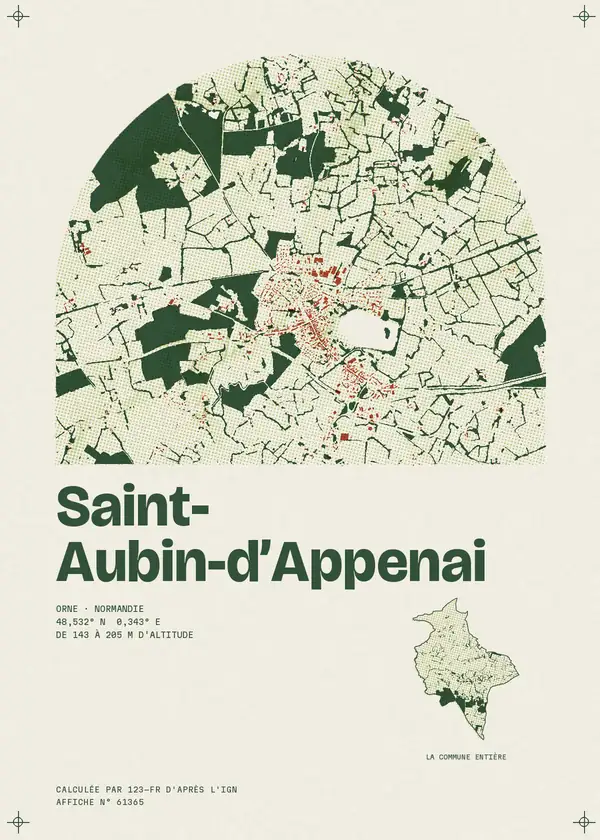 Affiche de Saint-Aubin-d'Appenai, calculée par 123-fr d'après l'IGN