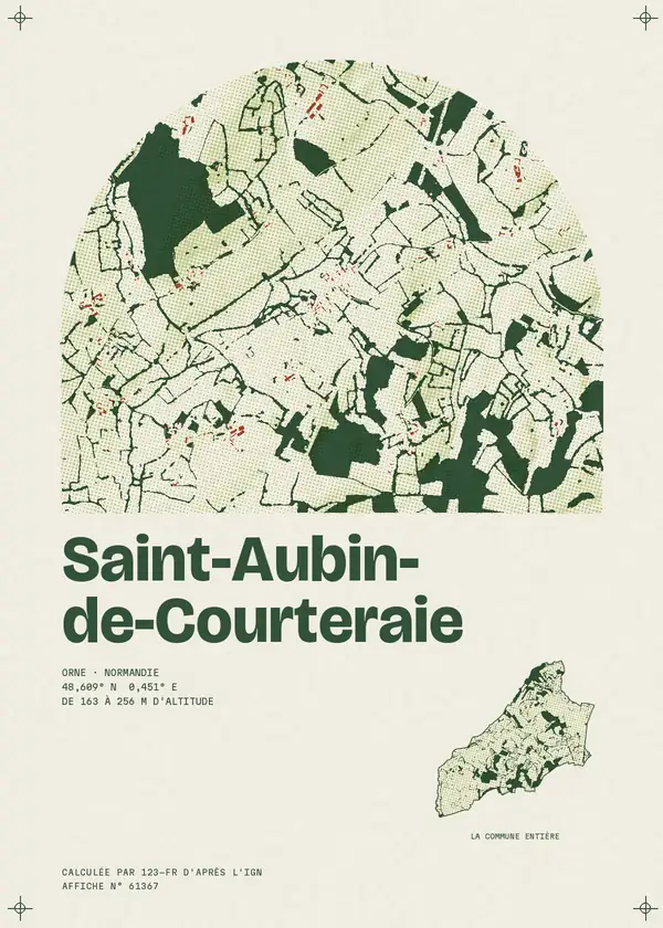 Affiche de Saint-Aubin-de-Courteraie, calculée par 123-fr d'après l'IGN