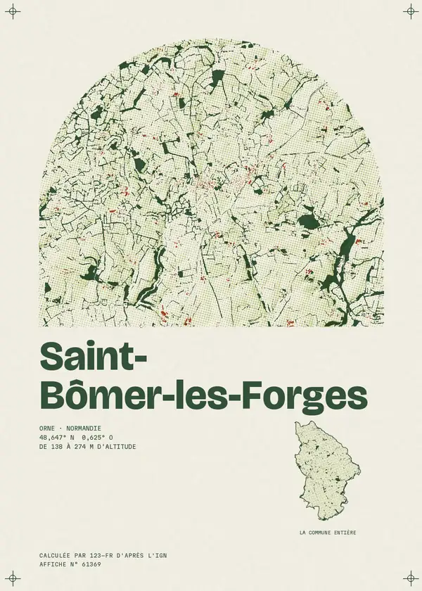 Affiche de Saint-Bômer-les-Forges, calculée par 123-fr d'après l'IGN