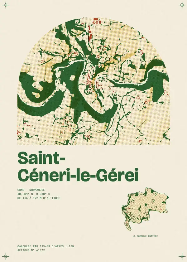 Affiche de Saint-Céneri-le-Gérei, calculée par 123-fr d'après l'IGN
