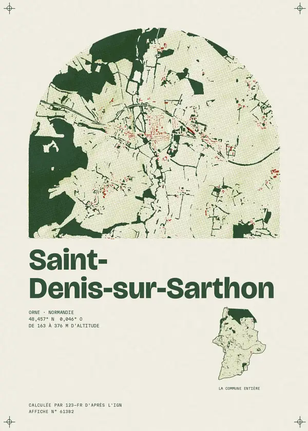 Affiche de Saint-Denis-sur-Sarthon, calculée par 123-fr d'après l'IGN
