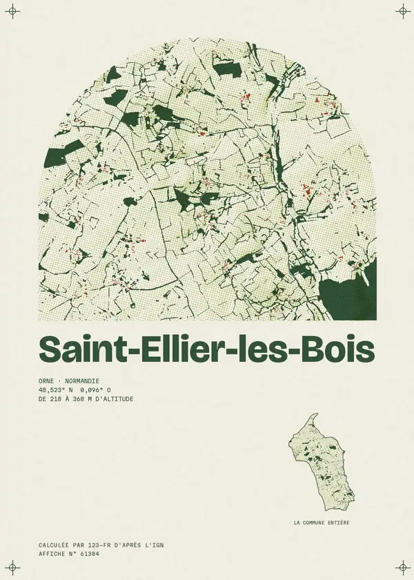 Affiche de Saint-Ellier-les-Bois, calculée par 123-fr d'après l'IGN