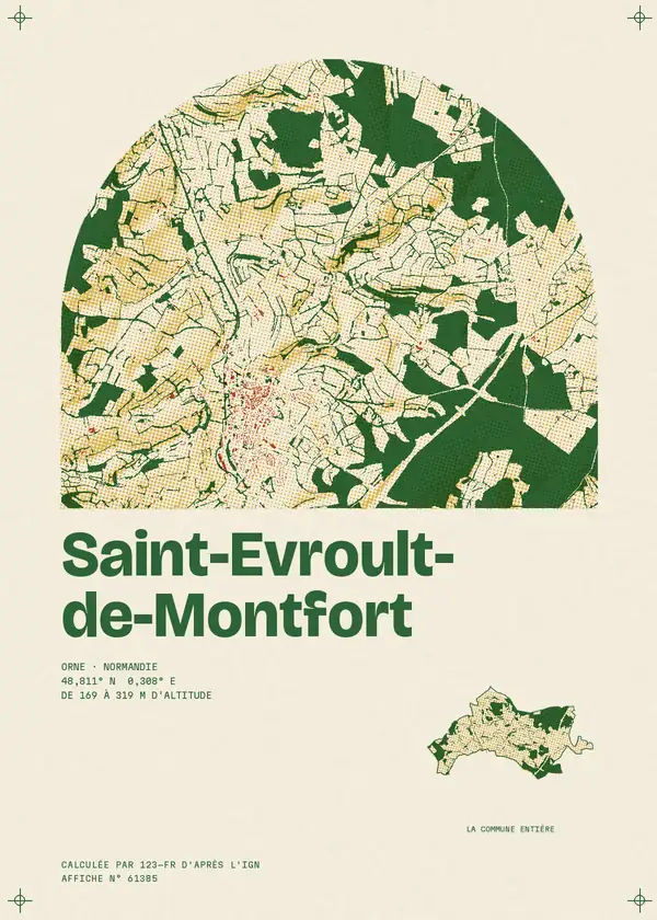 Affiche de Saint-Evroult-de-Montfort, calculée par 123-fr d'après l'IGN