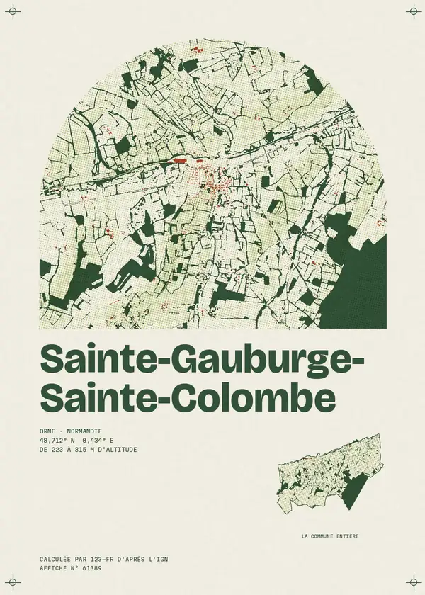Affiche de Sainte-Gauburge-Sainte-Colombe, calculée par 123-fr d'après l'IGN
