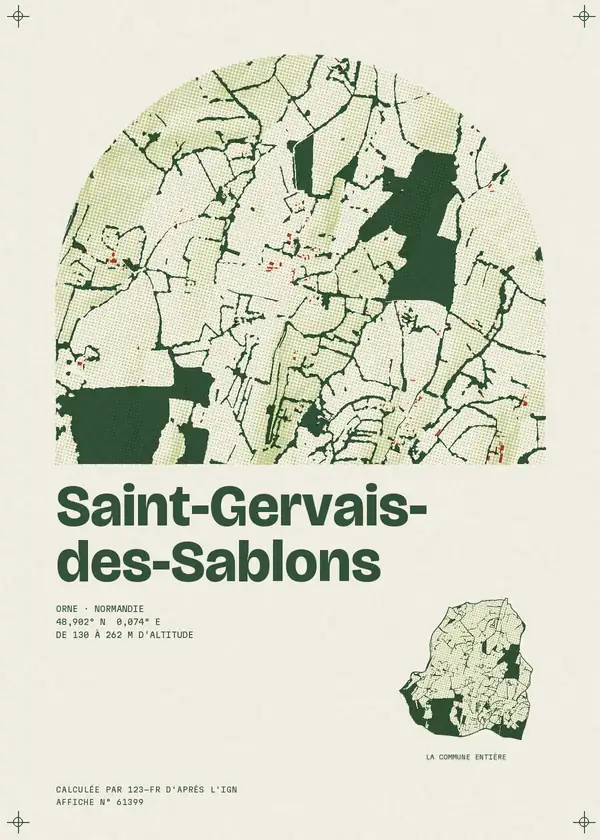 Affiche de Saint-Gervais-des-Sablons, calculée par 123-fr d'après l'IGN
