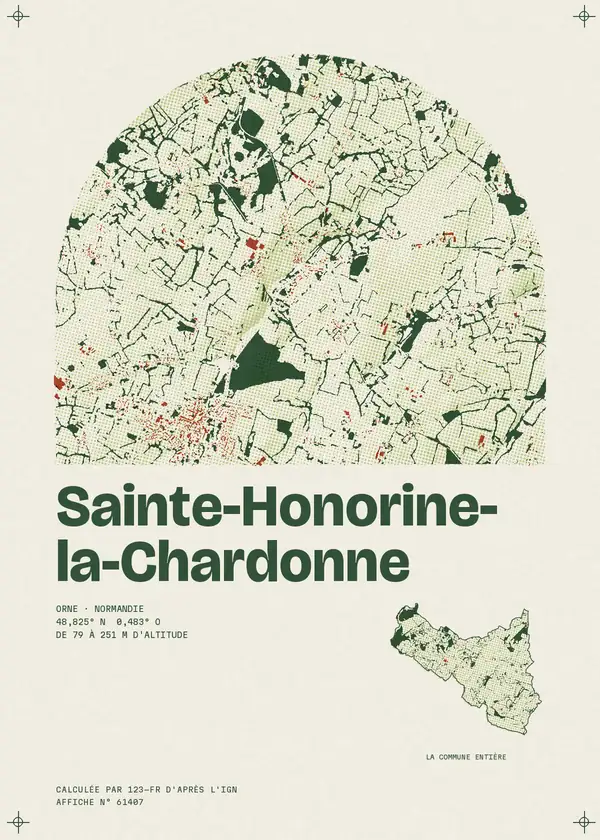 Affiche de Sainte-Honorine-la-Chardonne, calculée par 123-fr d'après l'IGN