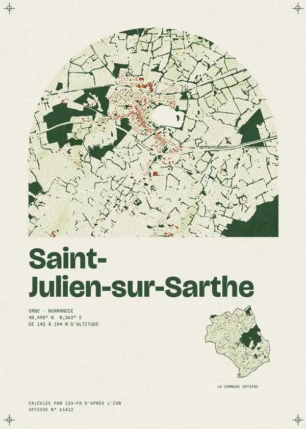 Affiche de Saint-Julien-sur-Sarthe, calculée d'après l'IGN