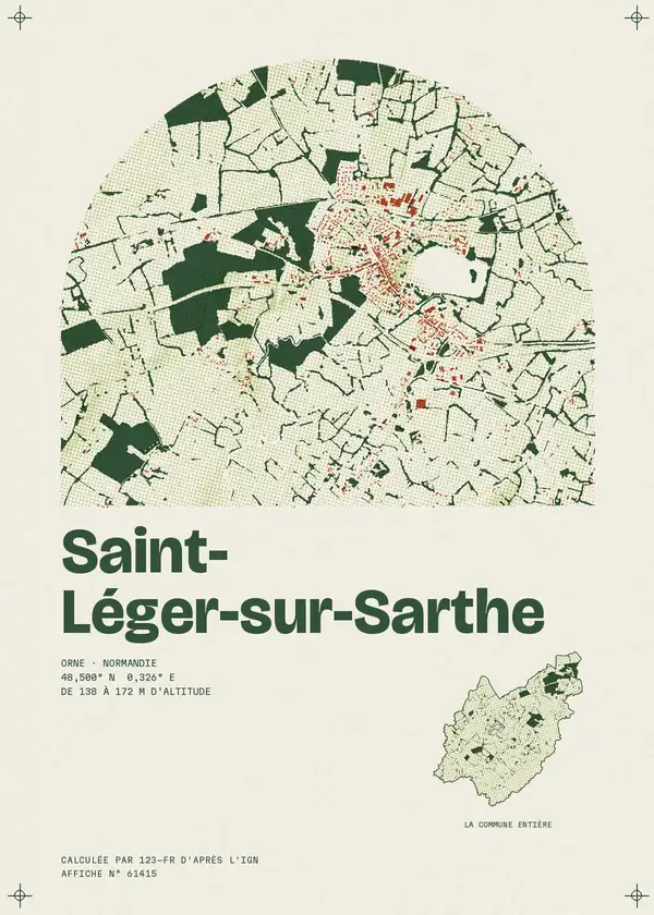 Affiche de Saint-Léger-sur-Sarthe, calculée par 123-fr d'après l'IGN