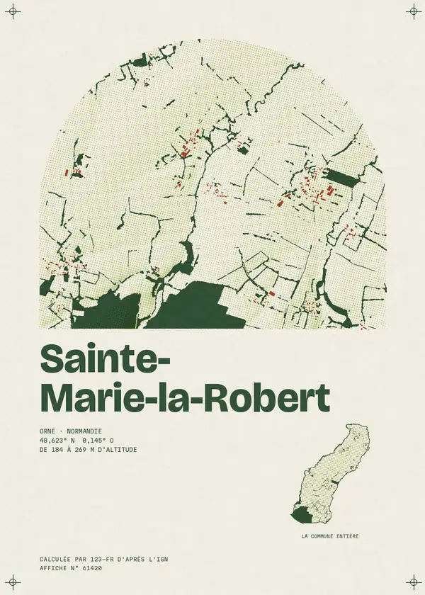 Affiche de Sainte-Marie-la-Robert, calculée par 123-fr d'après l'IGN