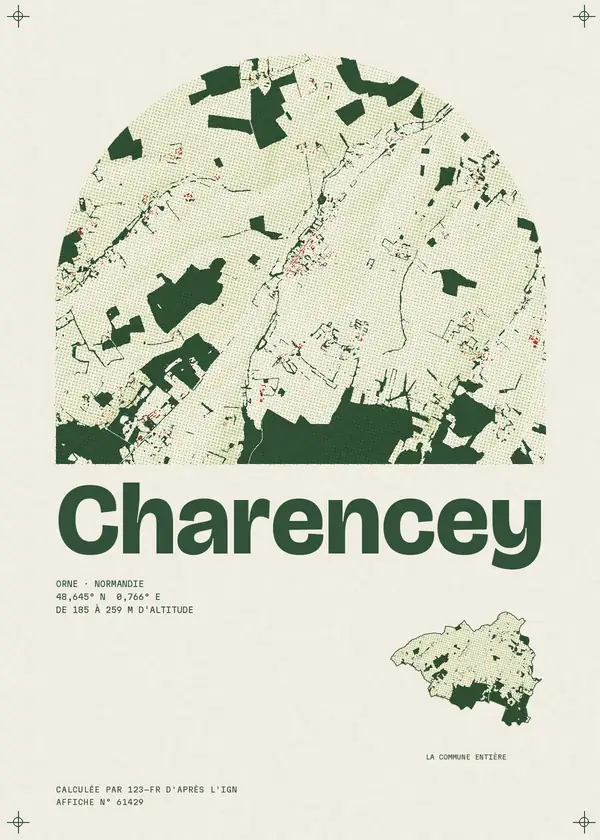 Affiche de Charencey, calculée par 123-fr d'après l'IGN
