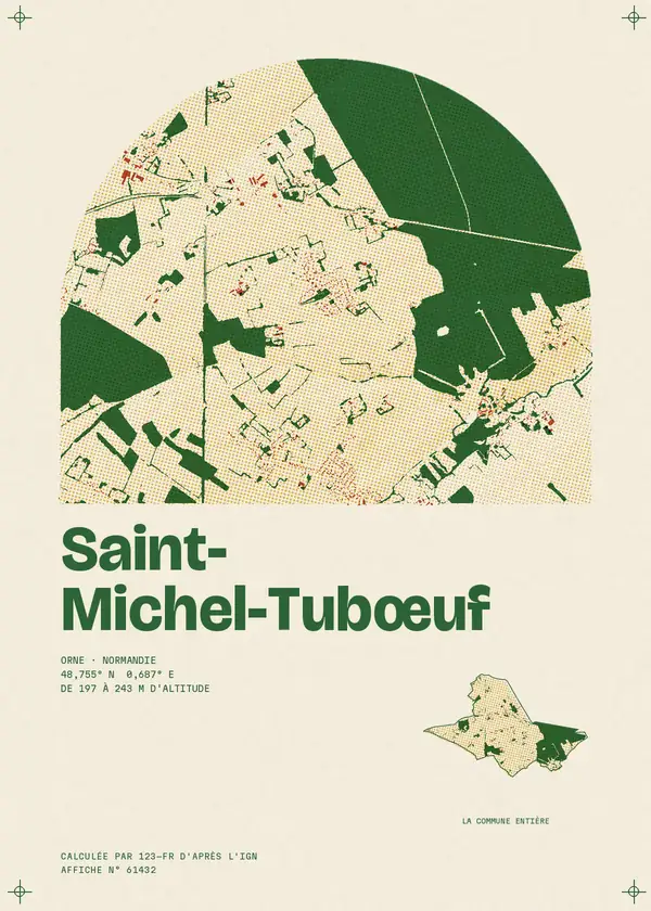Affiche de Saint-Michel-Tubœuf, calculée par 123-fr d'après l'IGN