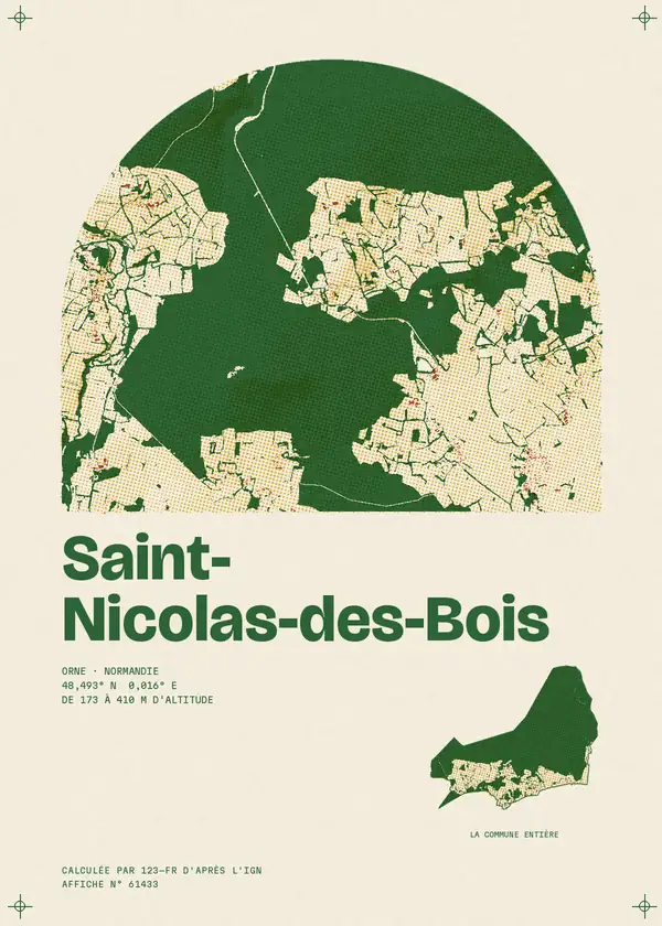 Affiche de Saint-Nicolas-des-Bois, calculée par 123-fr d'après l'IGN