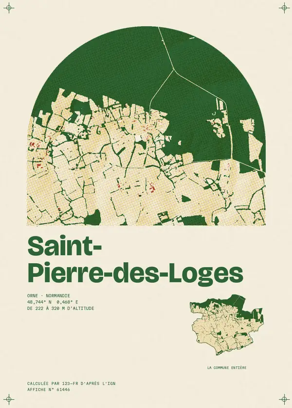 Affiche de Saint-Pierre-des-Loges, calculée par 123-fr d'après l'IGN