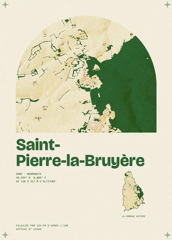 Affiche de Saint-Pierre-la-Bruyère, calculée par 123-fr d'après l'IGN