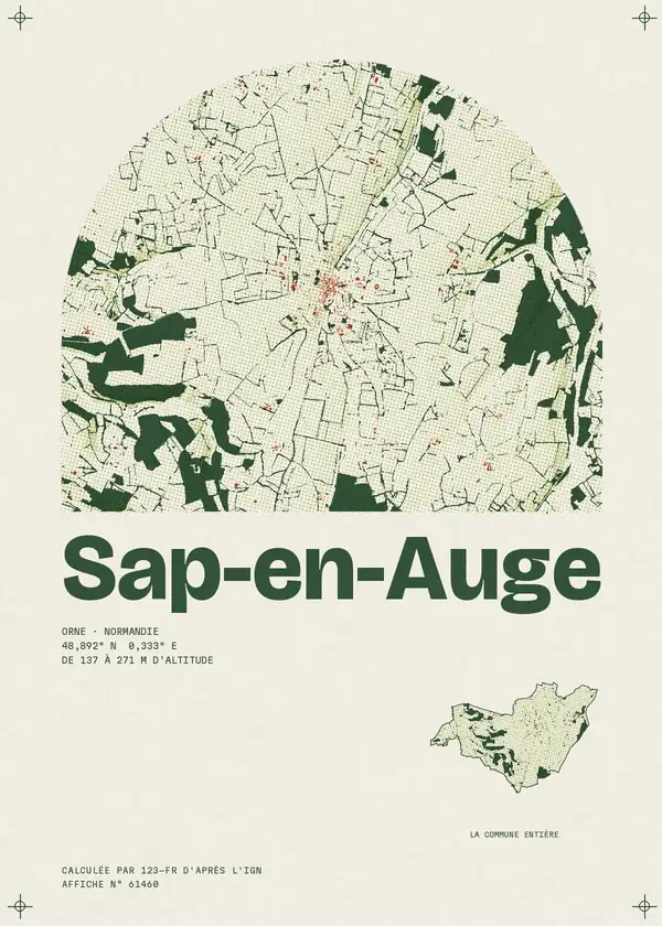 Affiche de Sap-en-Auge, calculée par 123-fr d'après l'IGN