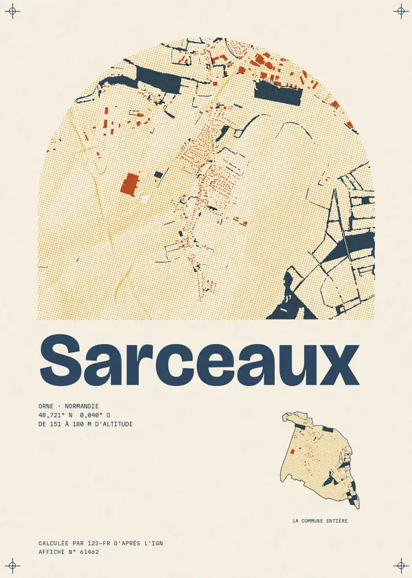 Affiche de Sarceaux, calculée par 123-fr d'après l'IGN
